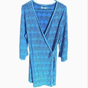 UGG light blue crochet robe or swimsuit cover-up in a women's size medium.